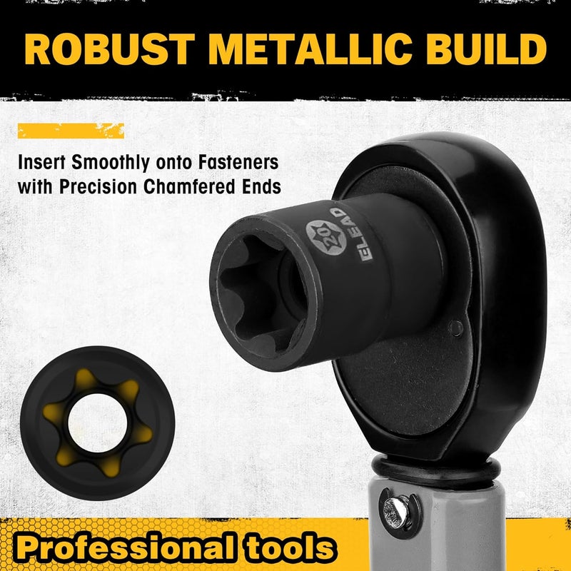 ELEAD 31-Piece Torx Bit Socket Set: Premium CR-V & S2 Alloy Steel, Star T8-T70 & E-Torx E4-E24, High Torque Laser Marked for Automotive Mechanic - Image 3